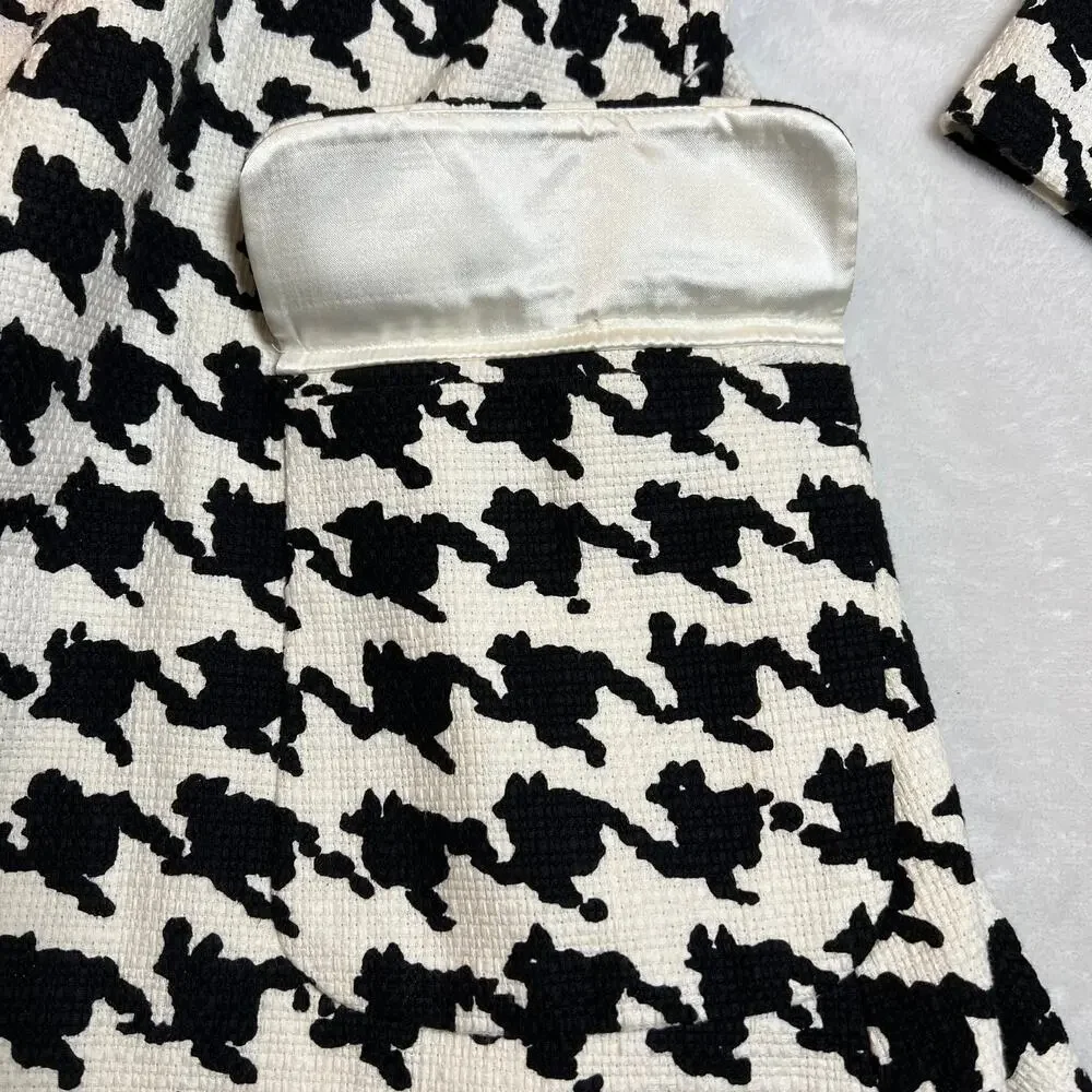 Kate Spade Houndstooth A-Line Button Up Coat Size S Holidays Preppy Classic - Picture 5 of 16